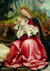 イセンハイムの祭壇画、1512〜16年頃の聖母子 作： Matthias Grünewald